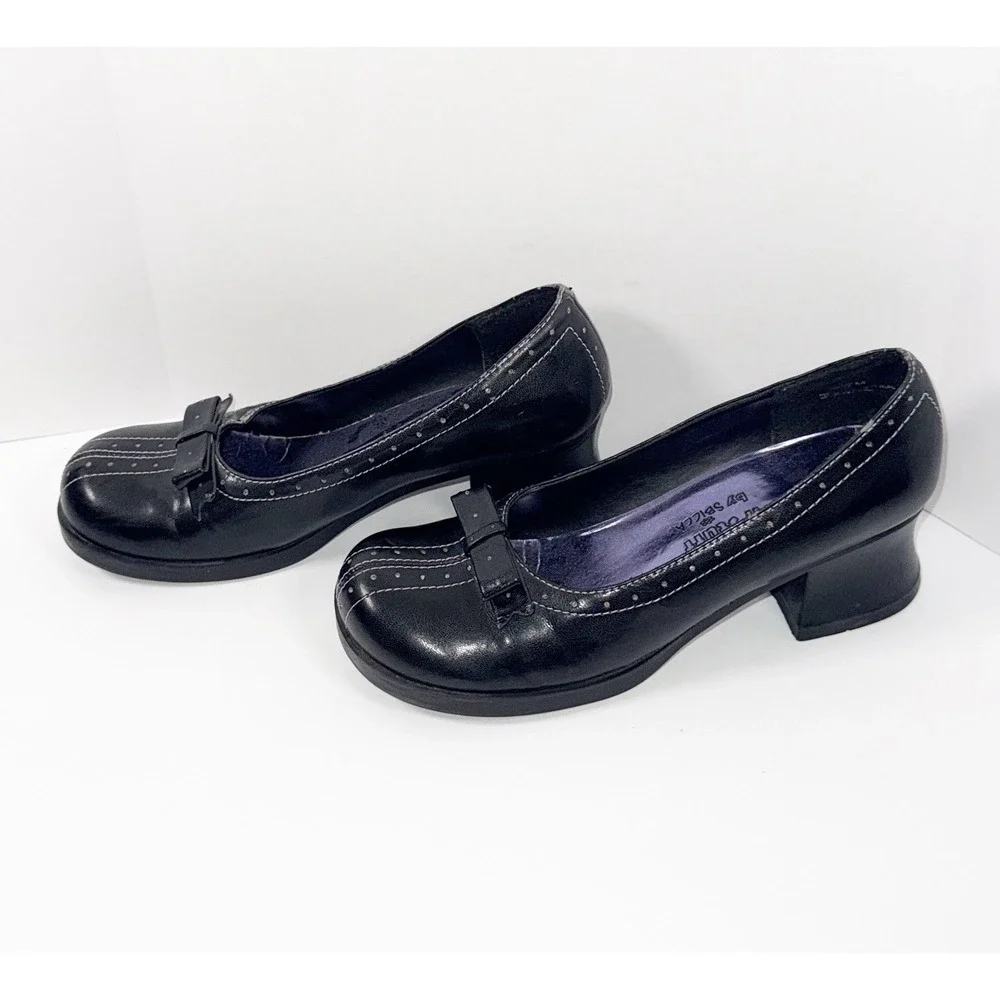 Vintage Y2K Chunky Platform Heel Pump Whimsigoth Bow Dark Academia Grunge Size 7 - Picture 5 of 16